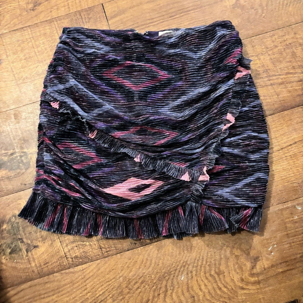 Chic Asymmetrical Pleated Skirt in Pink and Black